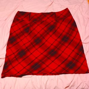 Red&Black Plaid Pencil Skirt